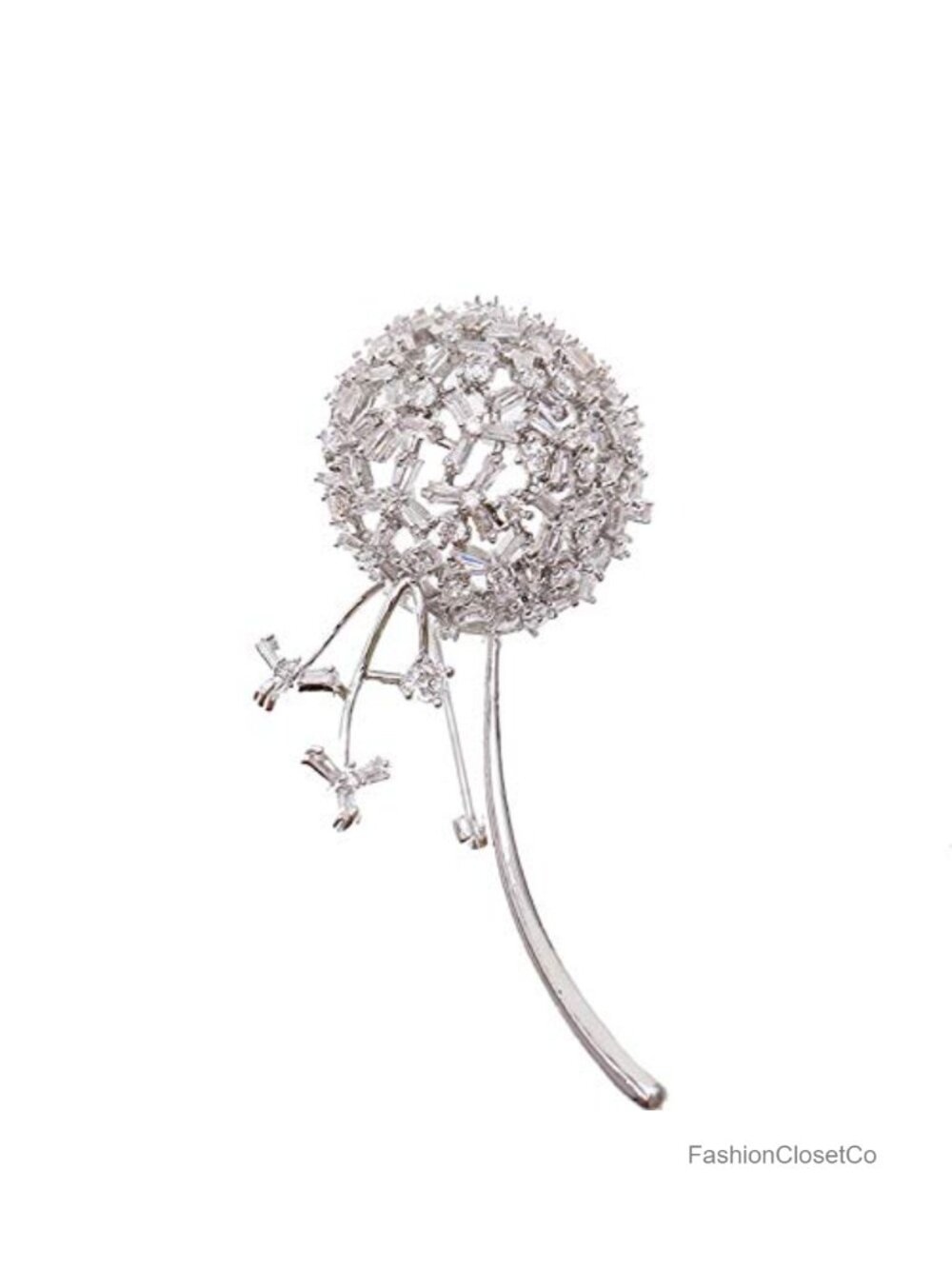 14K Gold Moissanite Crystal Floral Brooch Dandelion Pin